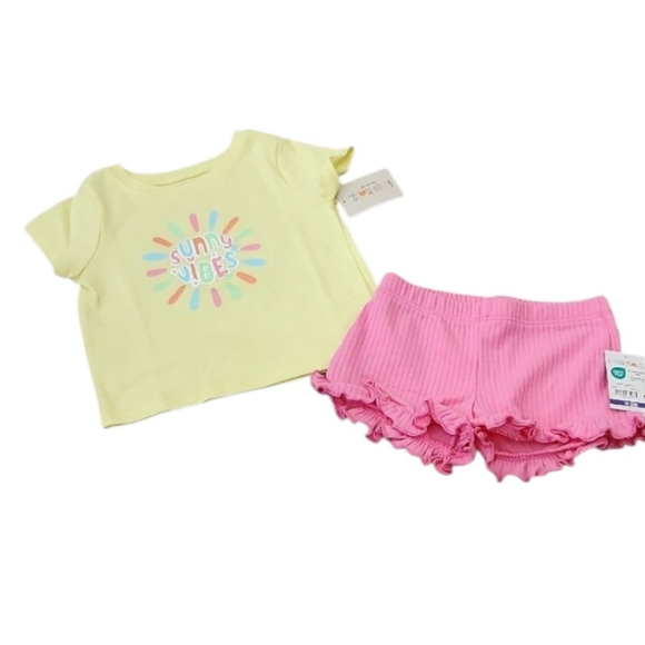 Garanimals Other - Garanimals Sunny Vibes Yellow Tee and Pink Shorts Set